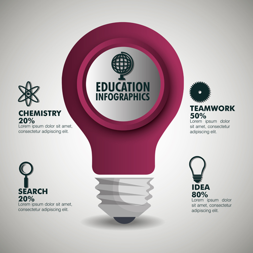 Creative lightbulb infographic vectors material 03 lightbulb infographic creative   