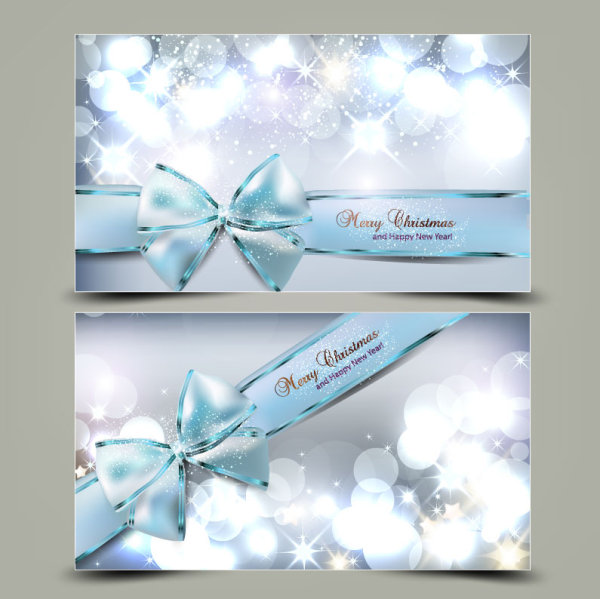 Shiny Christmas cards and banner design vector set 02 shiny christmas cards card   
