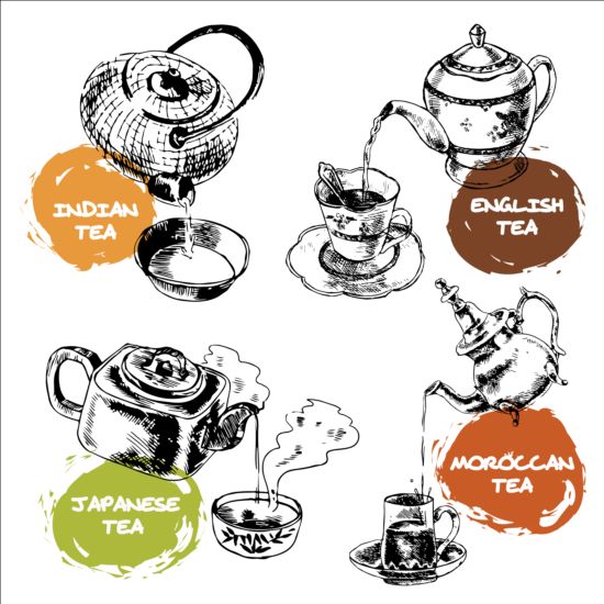 Teapot hand drawn vector material teapot hand drawn   