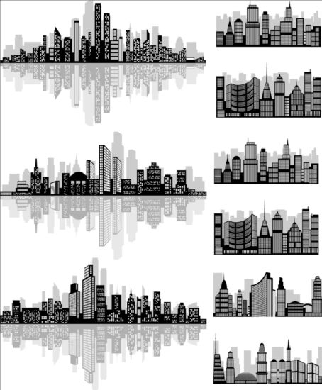 City building silhouette design vector 02 silhouette city building   