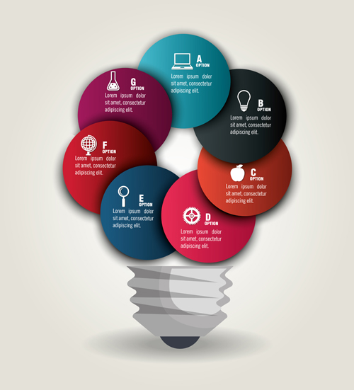 Creative lightbulb infographic vectors material 02 lightbulb infographic creative   