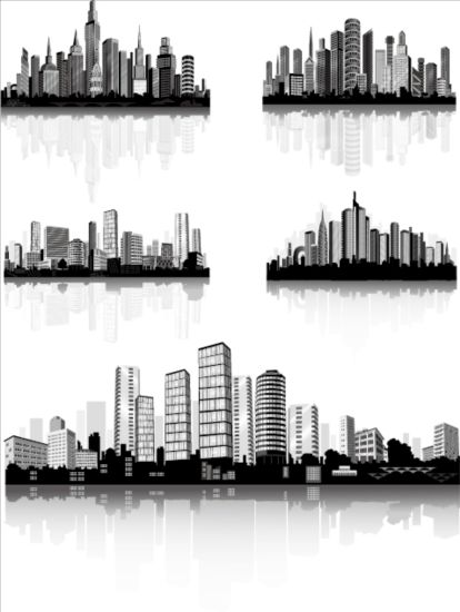 City building silhouette design vector 01 silhouette city building   