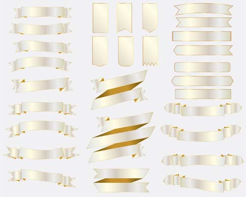 White with golden ribbons vector material white ribbons material golden   
