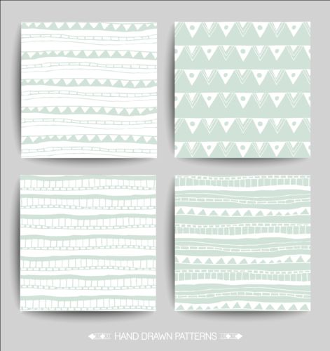 Hand drawn pattern seamless set vector 08 seamless pattern hand drawn   