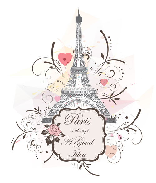 Eiffel tower with abstract background vector 02 tower Eiffel background abstract   