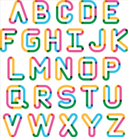 Colored outlines alphabet vector Colored outlines alphabet   