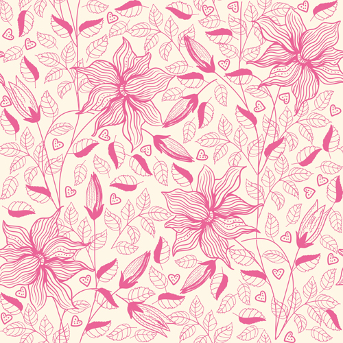 Pink outlines flower seamless pattern vector 02 seamless pink pattern outlines flower   