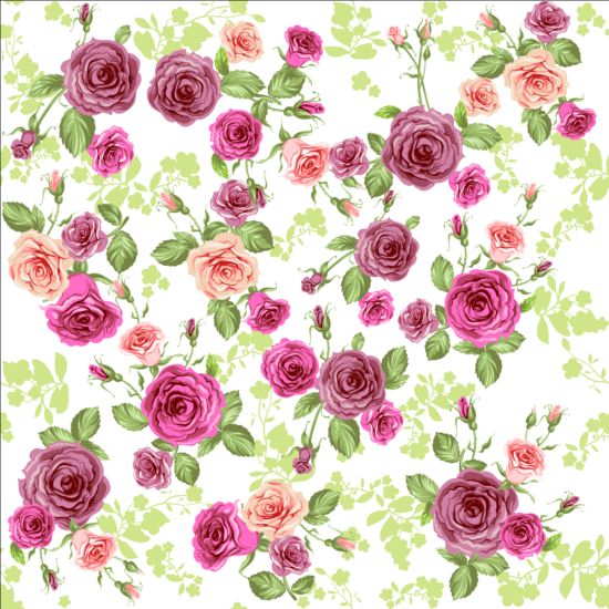 Pink rose seamless pattern vector material 07 seamless rose pink pattern   