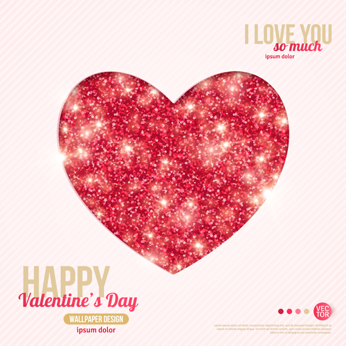 Shiny heart with Valentines day cards vector valentines shiny heart day cards   