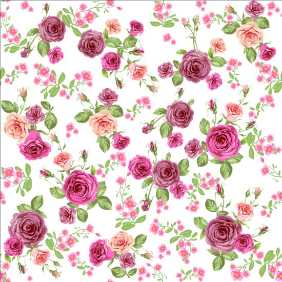 Pink rose seamless pattern vector material 06 seamless rose pink pattern   
