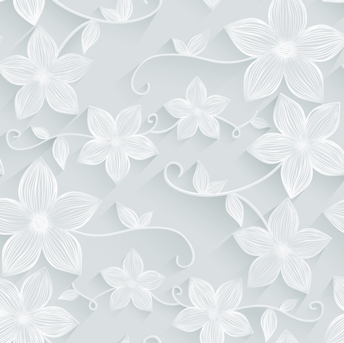 White flower seamless pattern vector material white seamless pattern material flower   