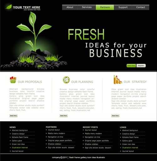 Black with white styles website template vector white website template styles black   