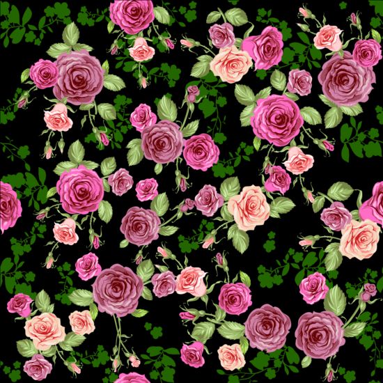 Pink rose seamless pattern vector material 05 seamless rose pink pattern   