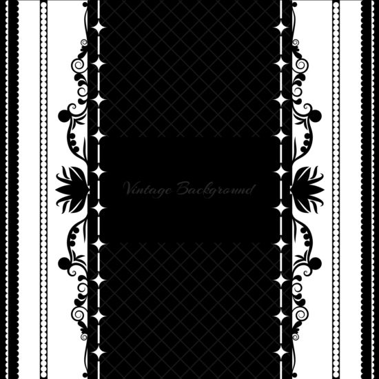 Vintage background with black floral vector 05 vintage floral black background   