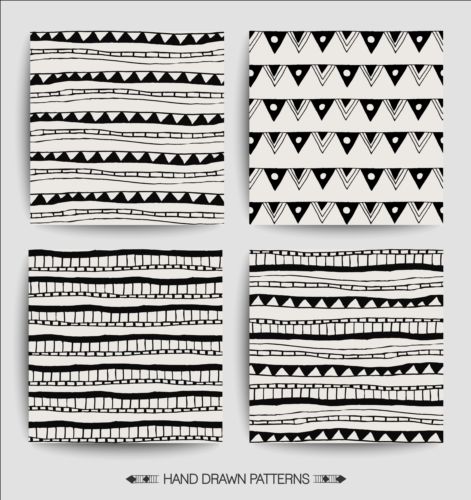 Hand drawn pattern seamless set vector 01 seamless pattern hand drawn   