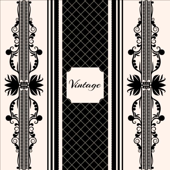 Vintage background with black floral vector 03 vintage floral black background   