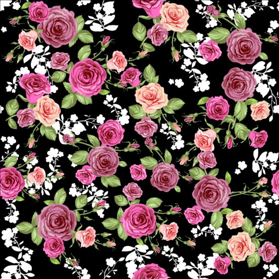 Pink rose seamless pattern vector material 03 seamless rose pink pattern   