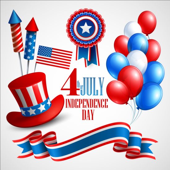 Happy independence day with balloons background vector 09 Independence happy balloons background   