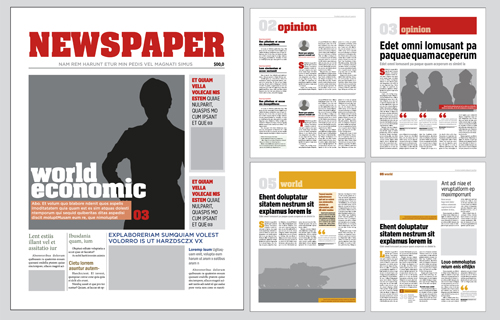 Modern newpaper layout vector template 05 newpaper modern layout   