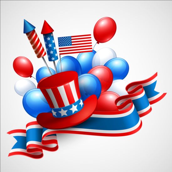 Happy independence day with balloons background vector 08 Independence happy balloons background   