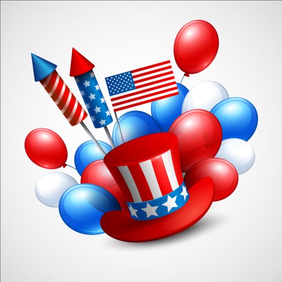 Happy independence day with balloons background vector 07 Independence happy balloons background   