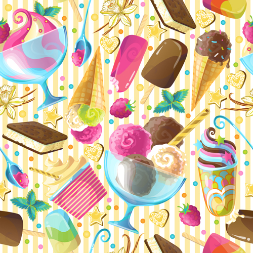 Ice cream with decor seamless pattern vector 06 seamless pattern ice decor cream   