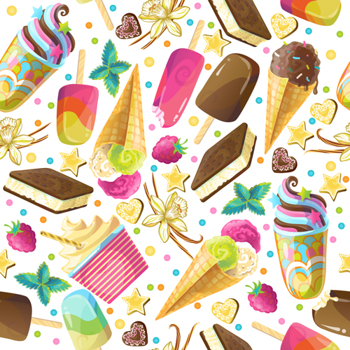 Ice cream with decor seamless pattern vector 05 seamless pattern ice decor cream   