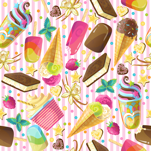 Ice cream with decor seamless pattern vector 04 seamless pattern ice decor cream   