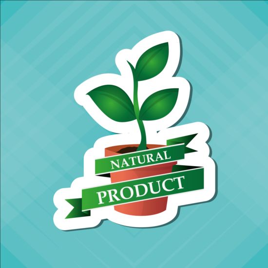 Ecological with natural stickers vector material 09 stickers natural ecological   