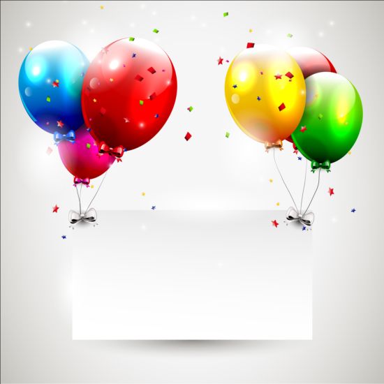 Birthday balloons with blank paper vector 02 paper blank birthday balloons   