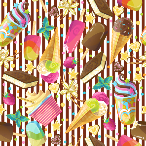 Ice cream with decor seamless pattern vector 03 seamless pattern ice decor cream   