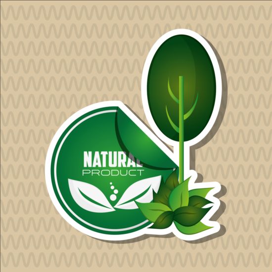 Ecological with natural stickers vector material 08 stickers natural ecological   