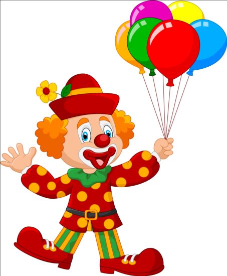 Cute clown with colored balloon vector cute colored clown balloon   