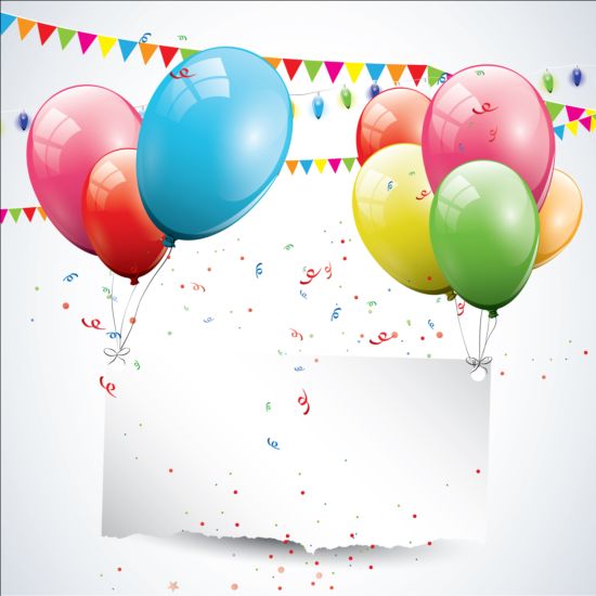 Birthday balloons with blank paper vector 01 paper blank birthday balloons   