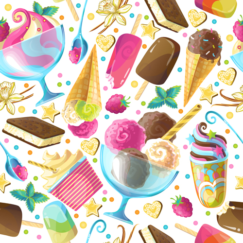 Ice cream with decor seamless pattern vector 02 seamless pattern ice decor cream   