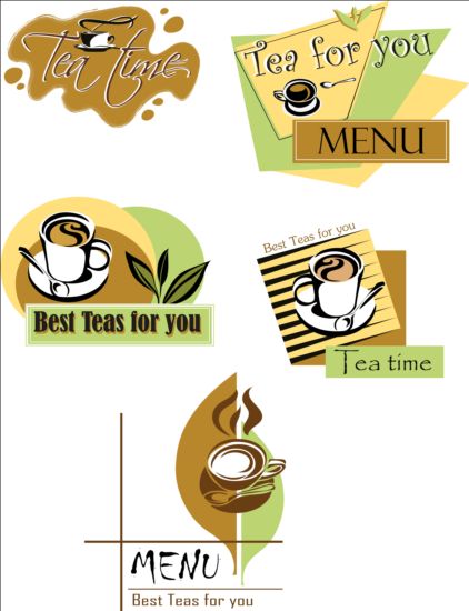 Tea menu logos design vector tea menu logos design   