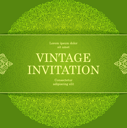 Ornate floral invitation card green styles vector 15 styles ornate invitation green floral card   