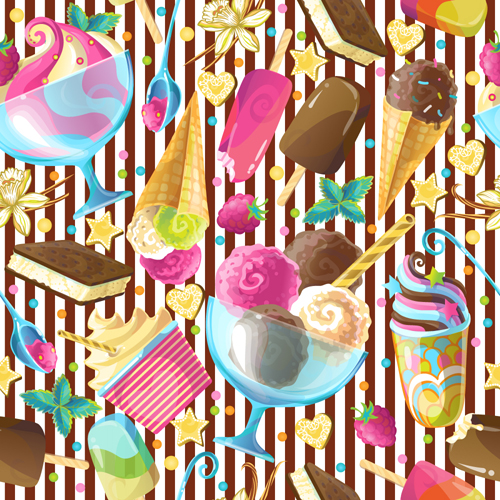 Ice cream with decor seamless pattern vector 01 seamless pattern ice decor cream   