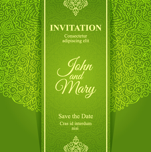 Ornate floral invitation card green styles vector 14 styles ornate invitation green floral card   