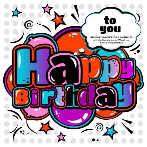 Cartoon styles happy birthday design vector 10 styles happy design cartoon birthday   