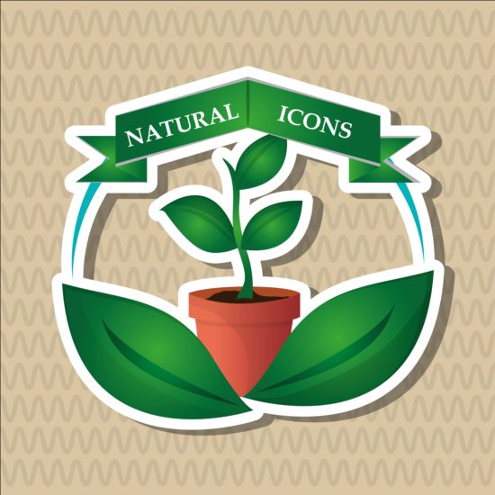 Ecological with natural stickers vector material 04 stickers natural ecological   