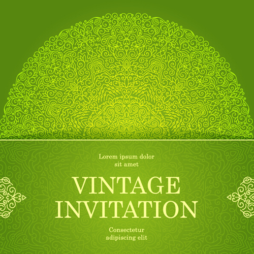 Ornate floral invitation card green styles vector 13 styles ornate invitation green floral card   