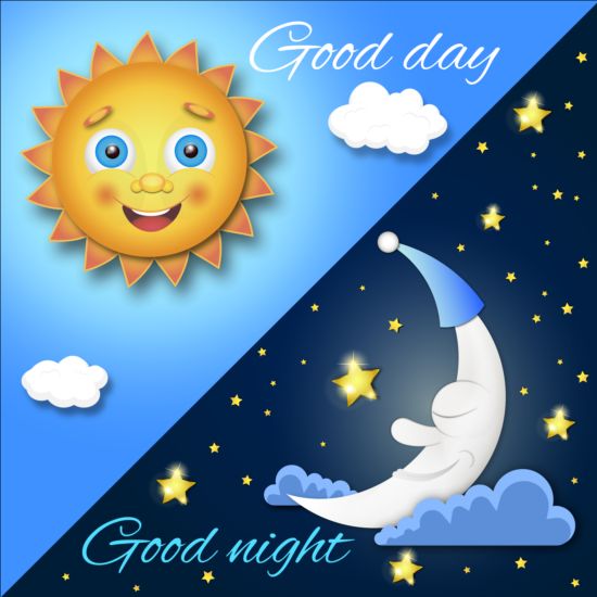 Day and night cartoon vector background night day cartoon background   