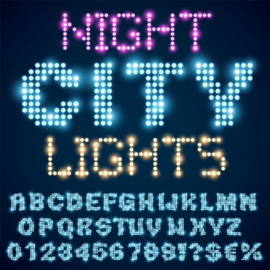 Colorful neon alphabet and number vector number neon colorful alphabet   