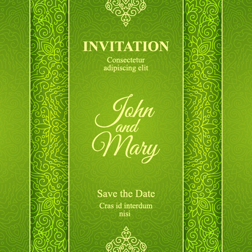 Ornate floral invitation card green styles vector 12 styles ornate invitation green floral card   