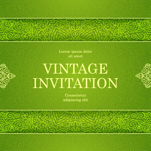 Ornate floral invitation card green styles vector 11 styles ornate invitation green floral card   