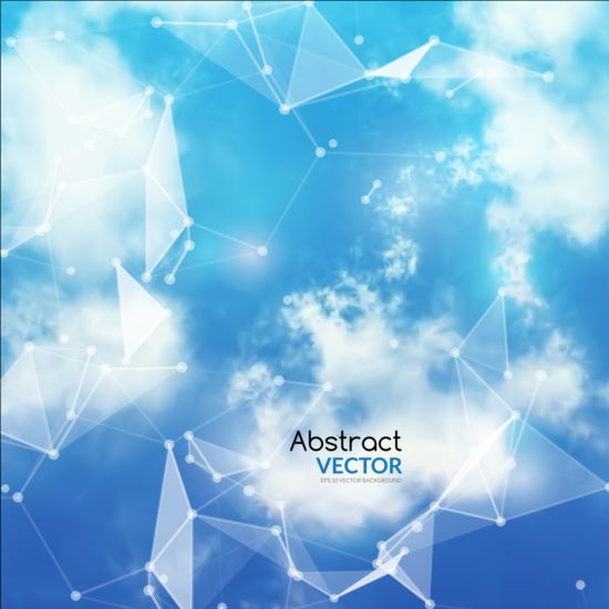 Triangles tech background and cloud vector 05 triangles tech cloud background   