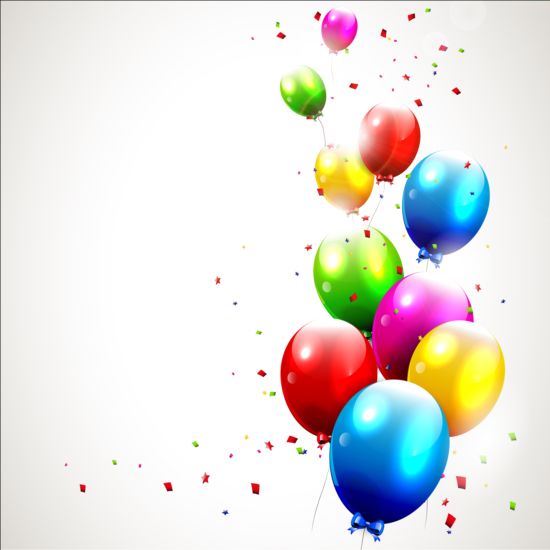 Birthday background colored confetti with balloon vector 03 confetti colored birthday balloon background   