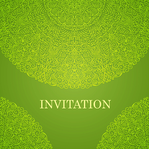 Ornate floral invitation card green styles vector 09 styles ornate invitation green floral card   