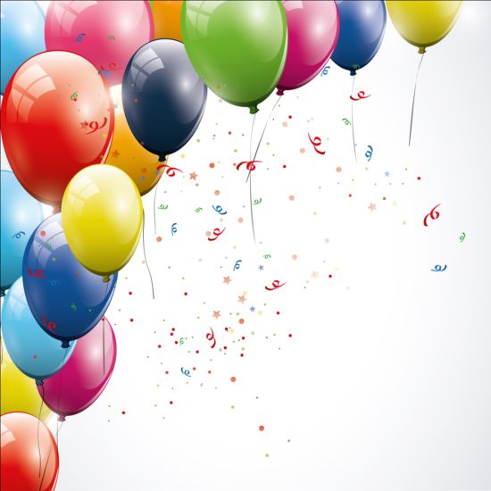 Birthday background colored confetti with balloon vector 02 confetti colored birthday balloon background   